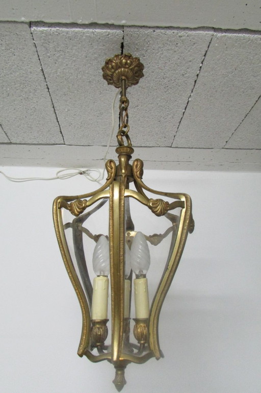 Bronzen lantaarn, 6 zijden, 3 lampen