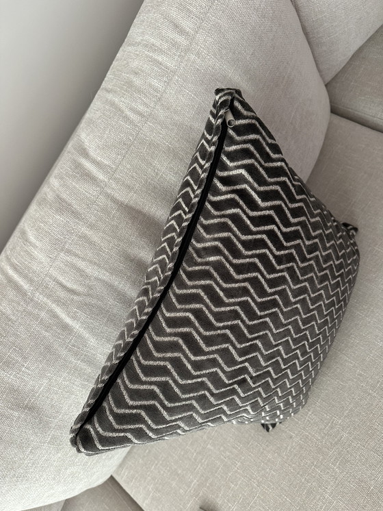 Image 1 of Pouf with luxury velour print fabric + matching cushion