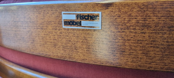 Image 1 of Fischer Möbel Garden Set Comprising Two Chairs, Round Table and a Footstool