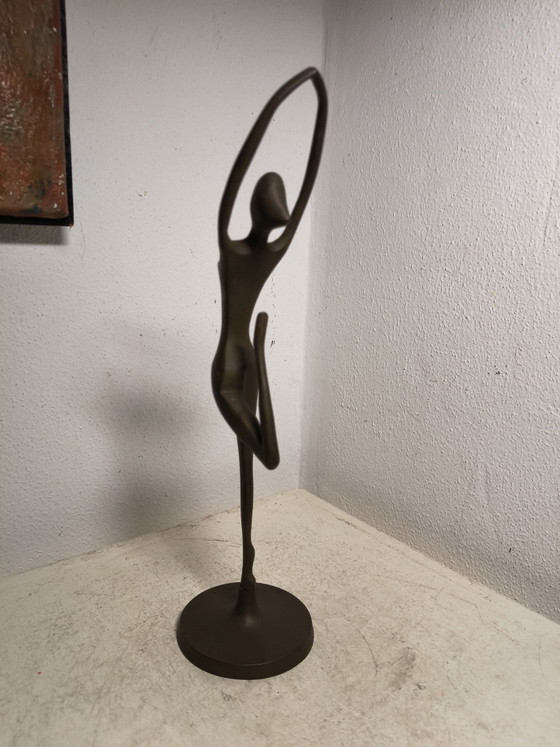 Vintage Modernist Brass Sculpture Ballerina – Unique Patina – 1980s (photo 5 of 8)
