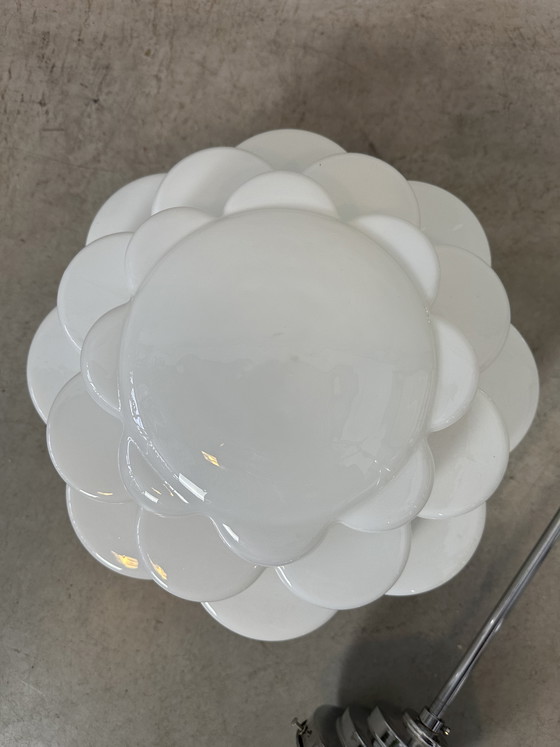 Image 1 of Art Deco pendant lamp - opaline and chrome