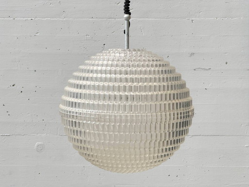 Rara lampada a sospensione con decorazioni a rilievo a bolle, anni '70.