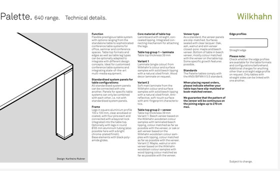 Image 1 of Bureau design Wilkhahn Palette 640 180 x 110cm