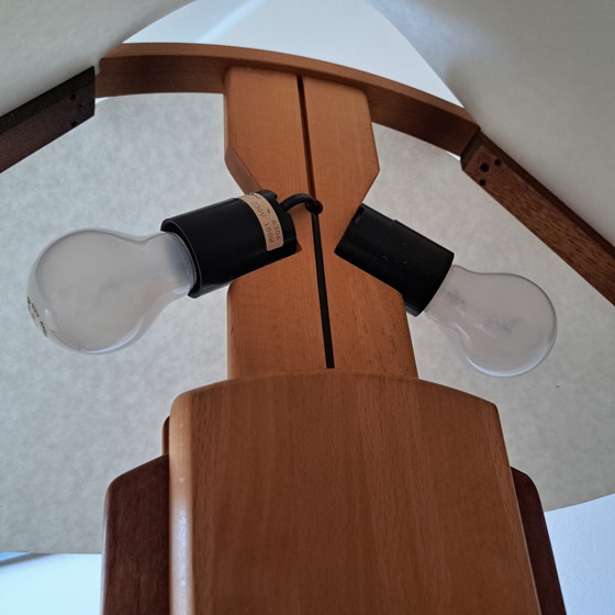 DOMUS 6306 Vintage houten vloerlamp – in hoogte verstelbaar – met voetdimmer – Duits design – Vloerlampen (photo 14 of 15)