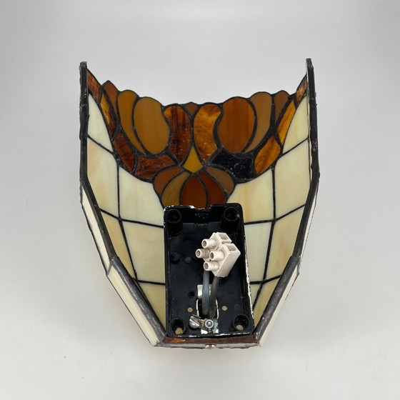 Image 1 of 2 vintage wall lamps in Tiffany style – leaded glass / Art Nouveau Revival