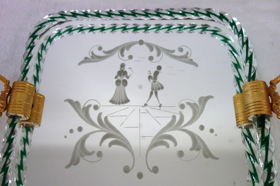Image 1 of Murano Venetian Decor Serving Tray, 1950s Twisted Glass
