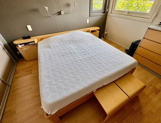 Auping 'Auronde' bedcombinatie+nachtkastjes+aanhaak tafeltjes