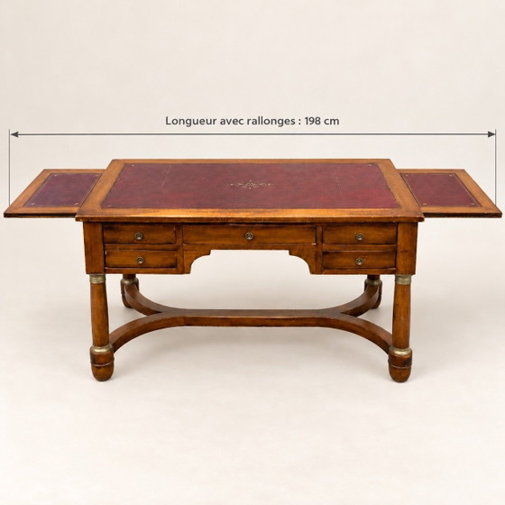 19th Century French Empire Style Mahogany Desk, Leather with Extensions, Wood, Brown (photo 9 of 9)