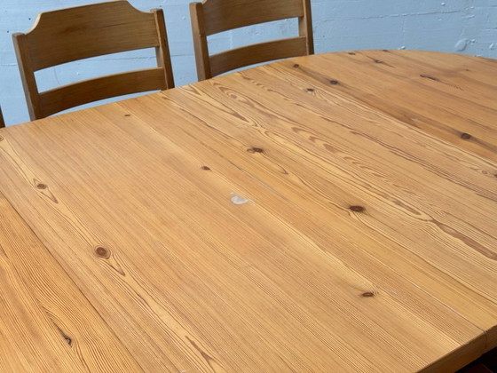 Image 1 of Dining room set: Extendable table and 8 chairs by NC Sweden, 1970s