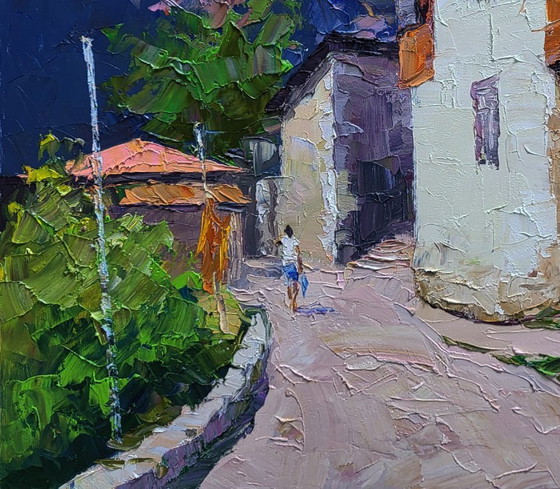 Original Oil Painting Summer Landscape City Motif Historical Street of the City – Paintings & Drawings, Canvas (photo 6 of 7)