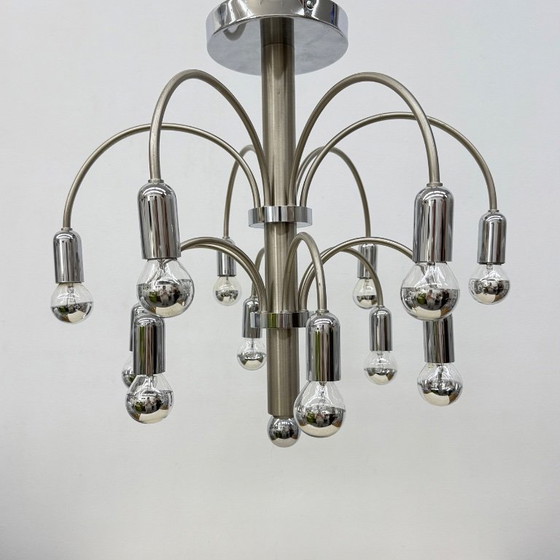 Image 1 of Lampada da soffitto vintage in ottone cromato di Sciolari, anni '70