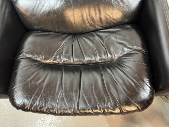 Image 1 of Mid-Century Italian Design Black Leather Lounge Chairs by Titina Ammannati & Giampiero Vitelli for Brunati, Italy, set/2, 1970s