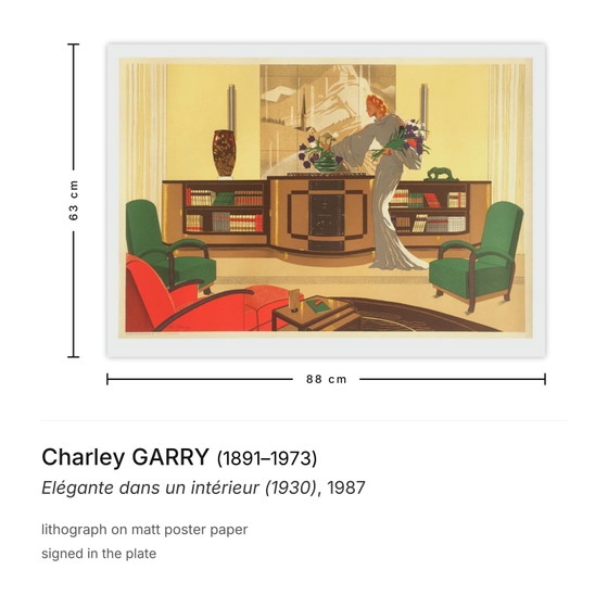 Charley Garry Lithografie Elegant in einem Interieur (1930) 1987 – Lithographien & Drucke, Paper (photo 3 of 5)
