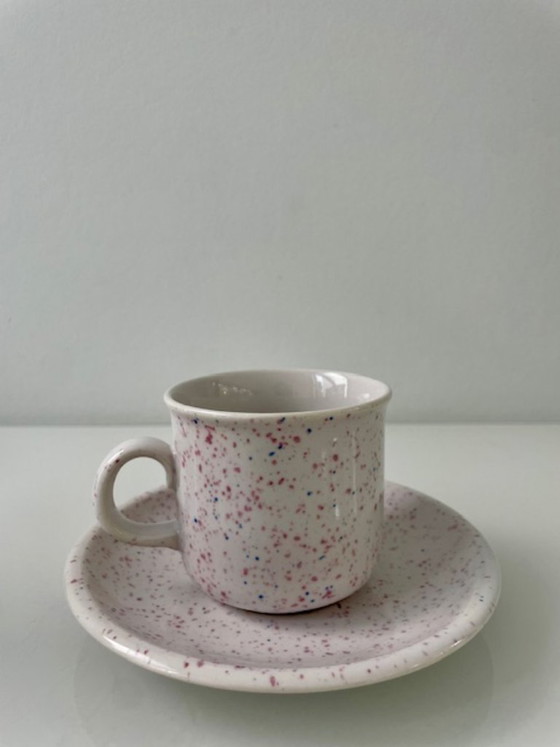 Image 1 of 5-teiliges Tassen- und Untertassenset im postmodernen Terrazzo-Stil – Annaburg