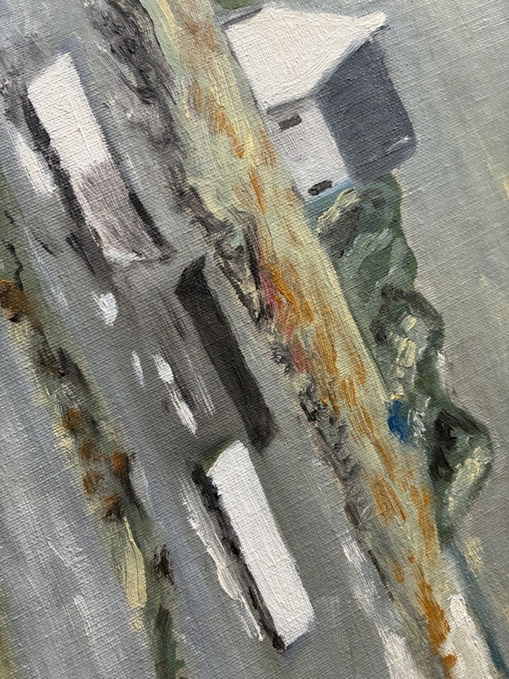 Old oil painting Breton Landscape, Paintings & Drawings, Canvas, Plastic, White, Figuratief (photo 4 of 8)