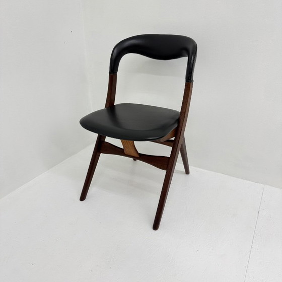 Sedia da pranzo vintage di Louis van Teeffelen, anni '60, Sedie da pranzo, Legno, Pelle, Marrone (foto 4 di 14)