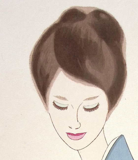 Image 1 of Keiichi Takasawa: Mujer con kimono azul