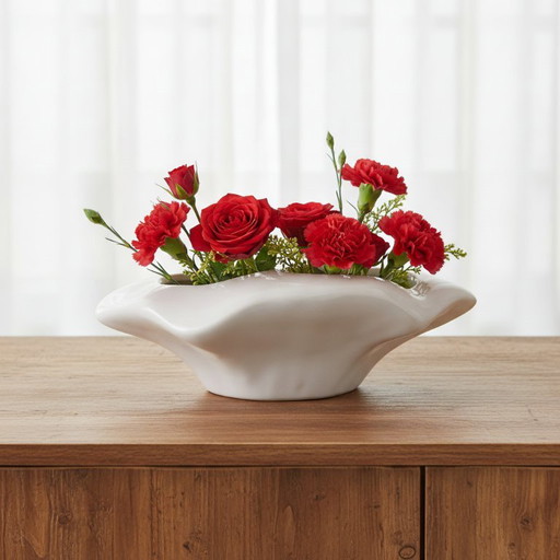 White Ceramic Lotus Flower Vase With Multiple Openings – vazen