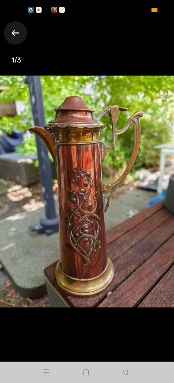 Jarra Art Nouveau de WMF: cobre y latón, ca. 1910 – Objetos decorativos, Copper, Brass (photo 5 of 5)