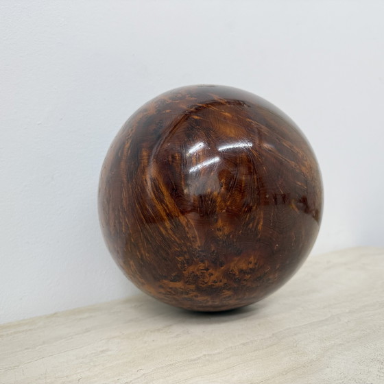 Image 1 of Large antique burl wood ball decorative wooden ball