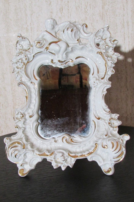 Image 1 of Lijst, mini tafelspiegel, Limoges porselein