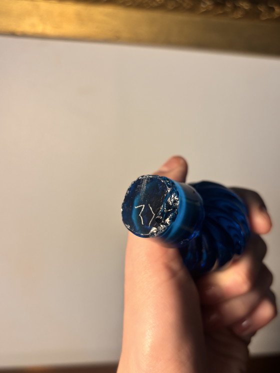 Image 1 of Blue flag carafe Opaline de Bercy