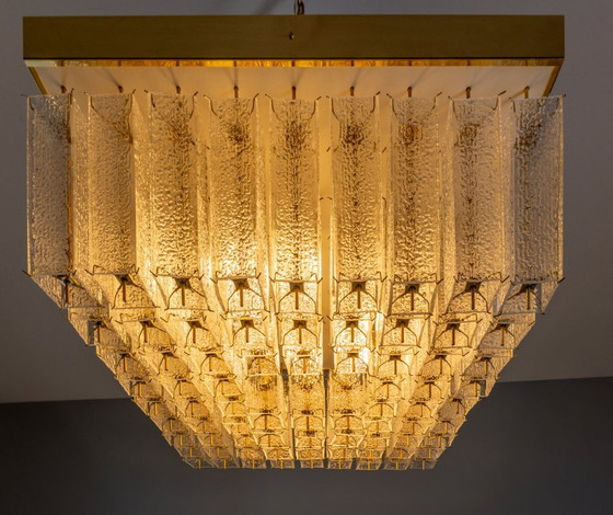 Image 1 of Lampada da soffitto Bohemian in vetro testurizzato e ottone, anni '60