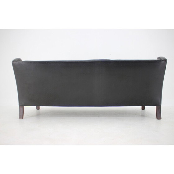 Image 1 of Vintage black leather 3-seater sofa, Denmark 1970