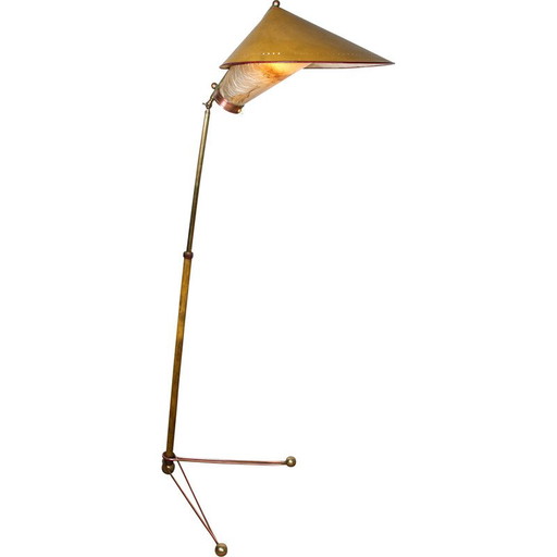 Vintage Italiaanse koperen vloerlamp, 1950