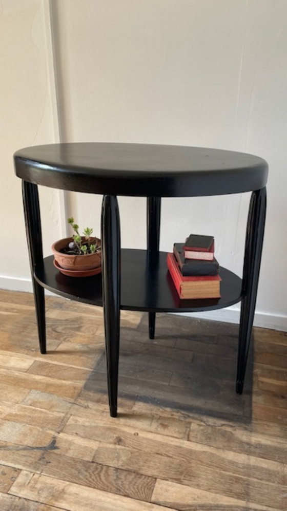 Image 1 of Art Deco Black Wood Console Table