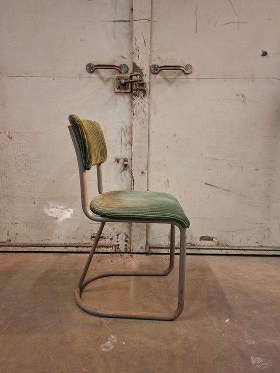 Image 1 of Chaise vintage à structure tubulaire Gebroeders de Wit 1950, tissu côtelé
