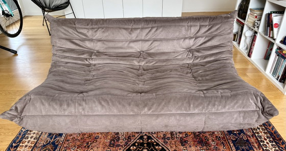 Image 1 of Original Ligne Roset Togo Sofa Set (2010) – 3-Seater & 2-Seater – Alcantara Praline – Excellent Condition