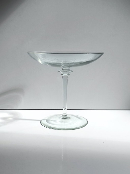 Ciotola in vetro soffiato a mano vintage, Tazza in vetro trasparente con piede alto, elegante ciotola da portata, – schalen