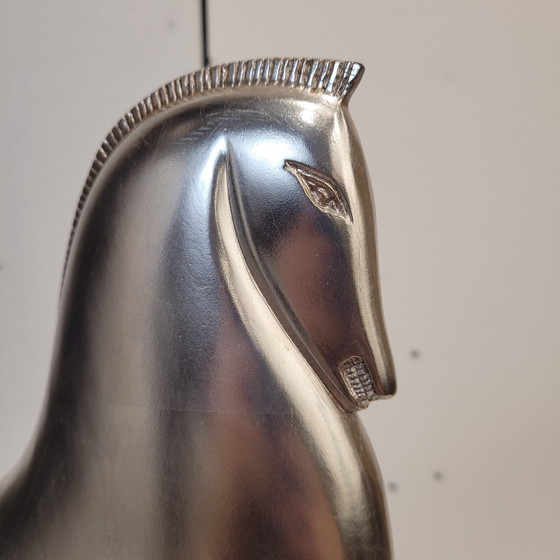 Image 1 of “Caballo”, Metal Plateado y Mármol, Boris Lovet-Lorski, Estilo Art Déco, 70’s - Estados Unidos