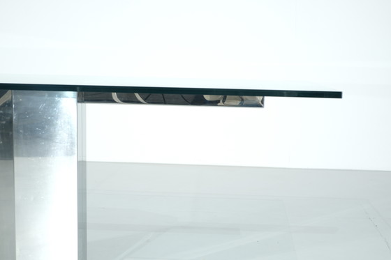 Image 1 of Tavolo da pranzo in vetro con base cromata, Italia, anni &#39;70