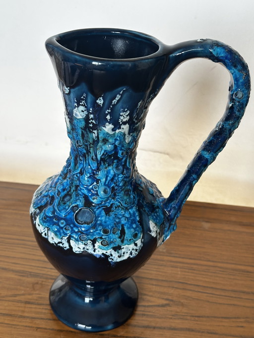 Vase Soliflore Fat Lava céramique Vallauris Bleu H 31 cm