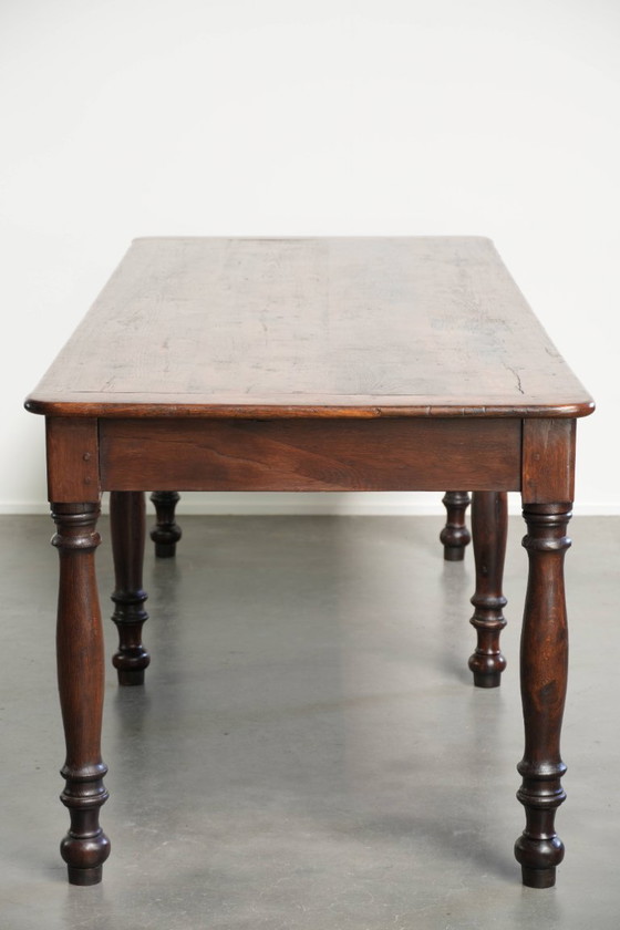 Exceptionnelle Table de salle à manger de ferme XXL anglaise en chêne du début du 19e siècle avec une (photo 3 of 13)