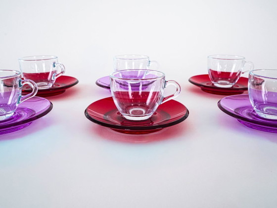 Image 1 of Set of glass cups, Italian design, 1970s, manufactured by Fratelli Guzzini
