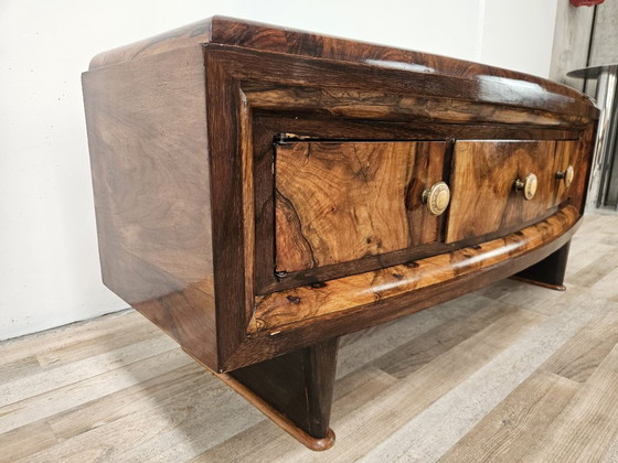 Image 1 of Toscaanse Art Deco kaptafel uit de jaren 40 van walnootwortelhout.