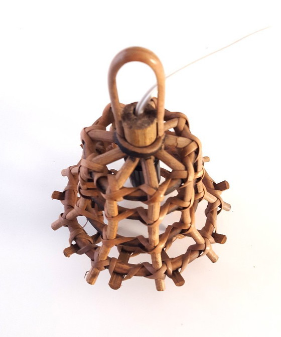 Image 1 of Set of 2 rattan hanging lamps, mcm hanging lamps, rattan bedside lamps