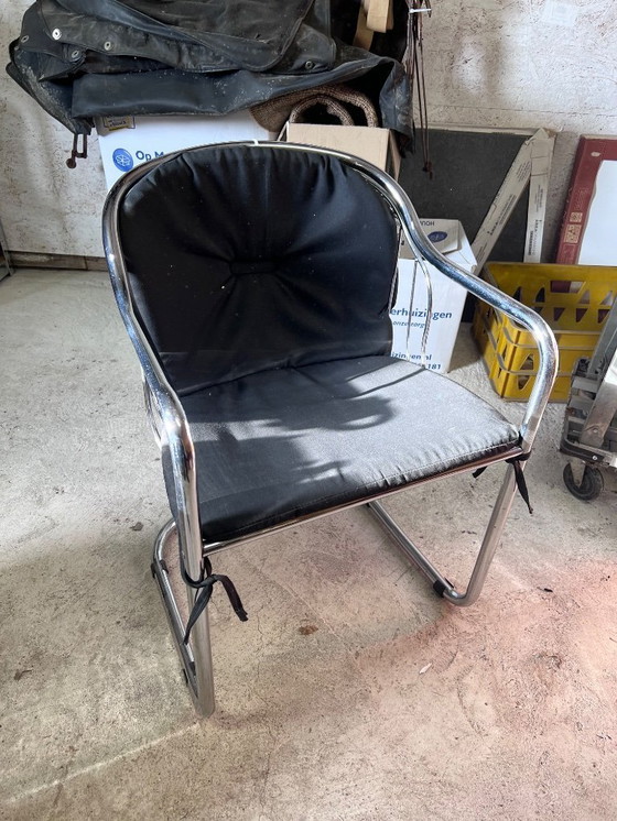 Image 1 of Set van 7 vintage stoelen, in de stijl van Gastone Rinaldi / chroom / buisframe