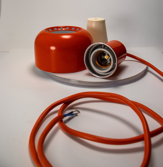 Image 1 of 4 X Hiemstra Vintage Hiemstra Lampe pendante en métal orange Lampe pendante rétro 70's