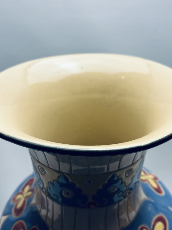 Image 1 of Grande vaso vintage in stile cloisonné - dipinto a mano - 50 cm - ottimo in