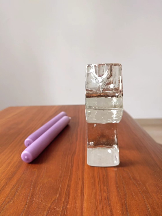 Image 1 of Glass brutalist candlestick Pukeberg '70