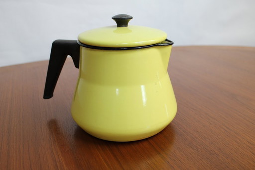 Vintage KOCKUMS coffee pot, yellow enamel - Sweden, 1930s
