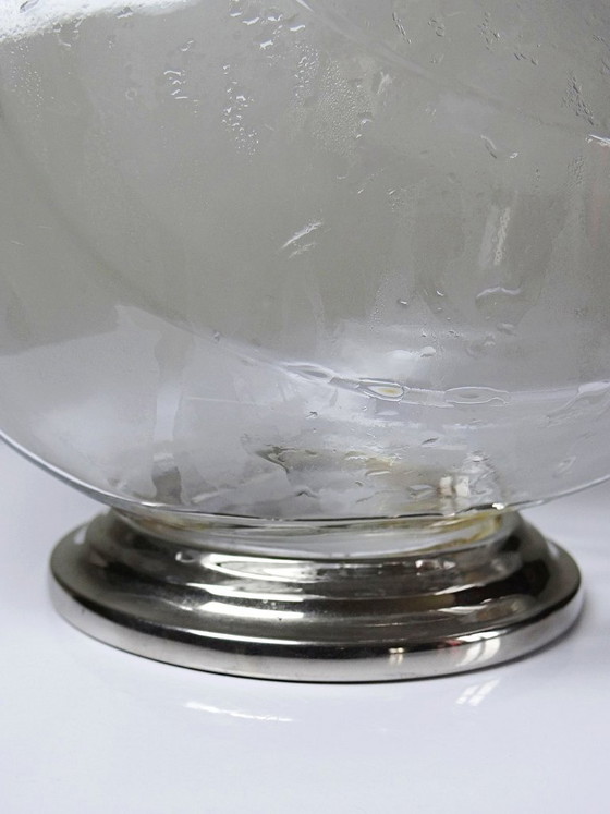 Image 1 of Vintage glass and silver-plated metal ewer, modernist pitcher/carafe 1950-1970