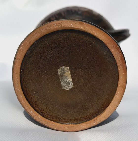Fritz van Daalen Studio-Keramik Totem Vase, 1960er-70er Jahre, Vasen, Braun (Foto 7 von 7)
