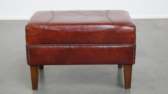 Image 1 of Cognacfarbener Hocker aus Rindsleder