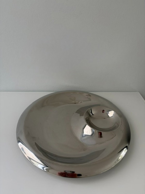 Sculpturale Hoogglans RVS Schaal – Space Age Design – Schalen (photo 10 of 13)