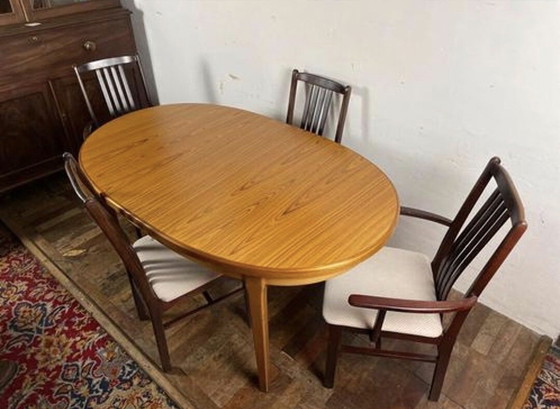 Image 1 of Mid Century Retro Vintage Teak dining table Zebrano Danish design influence 1960  Fantastic mid-century piece